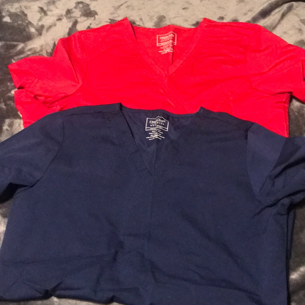 Cherokee Navy blue and royal red uniform scrubs